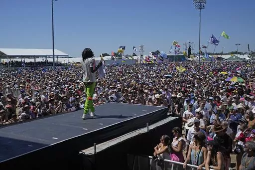 Big Freedia performs at the New Orleans Jazz & Heritage Festival in New Orleans, Friday, April 28, 2023. (AP Photo/Gerald Herbert)