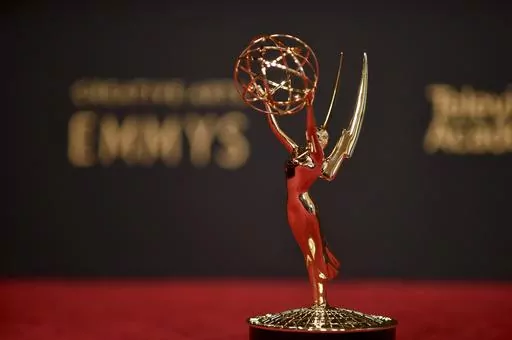An Emmy statue is displayed Saturday, Sept. 11, 2021, in Los Angeles. The 75th Primetime Emmy Awards will finally be held on Jan. 15, 2024, after a fourth-month delay. (Photo by Richard Shotwell/Invision/AP)