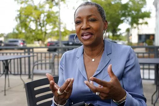 Vangela M. Wade, president and chief executive officer of Mississippi Center for Justice speaks about the center's project on Oct. 14, 2021, in Madison, Miss. Wade criticized a federal appeals court ruling on Wednesday, Aug. 24, 2022, that will continue to block voting rights for people convicted of some felonies in Mississippi. (AP Photo/Rogelio V. Solis, File)