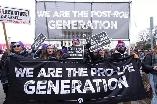 Anti-abortion activists march outside of the U.S. Supreme Court during the March for Life in Washington, Jan. 21, 2022. Anti-abortion activists will have multiple reasons to celebrate – and some reasons for unease -- when they gather Friday, Jan. 20, 2023 in Washington for the annual March for Life. The march has been held since January 1974 – a year after the U.S. Supreme Court’s Roe v. Wade decision established a nationwide right to abortion. (AP Photo/Jose Luis Magana, File)