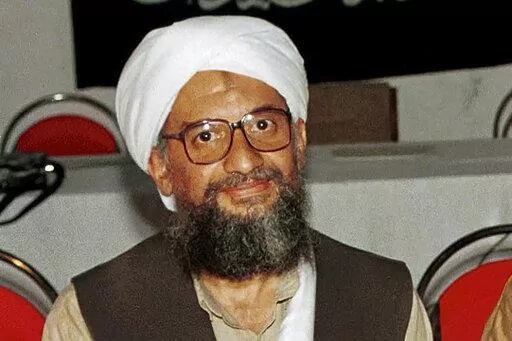 In this 1998 file photo made available on March 19, 2004, Ayman al-Zawahri poses for a photograph in Khost, Afghanistan. Al-Zawahri, the top al-Qaida leader, was killed by the U.S. over the weekend in Afghanistan. President Joe Biden is scheduled to speak about the operation on Monday night, Aug. 1, 2022, from the White House in Washington. (AP Photo/Mazhar Ali Khan, File)