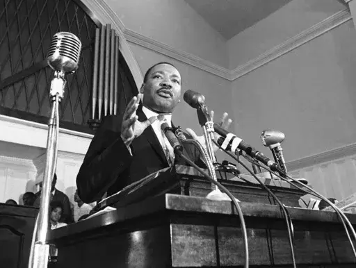 In this 1960 file photo, Martin Luther King Jr. speaks in Atlanta. (AP File Photo)