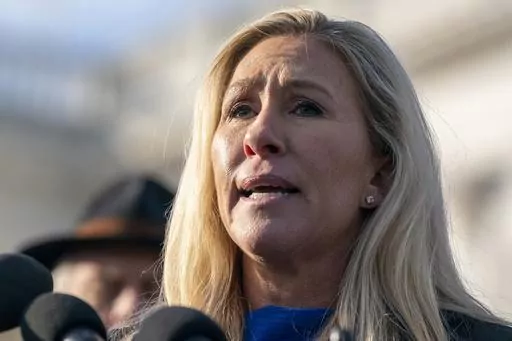 Rep. Marjorie Taylor-Greene, R-Ga., speaks on Capitol Hill, Feb. 1, 2023, in Washington. The first Republican presidential primaries are nearly a year away and the candidate field is unsettled. But already, a shadow contest of another sort is underway with several Republicans openly jockeying to position themselves as potential running mates to Donald Trump, the early front-runner for the nomination. (AP Photo/Jess Rapfogel, File)