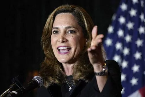 Rep. Maria Elvira Salazar, R-Fla., speaks at a Republican campaign rally in West Miami, Fla., Oct. 19, 2022. More than half of the residents in the slice of Miami that includes Little Havana were born abroad. And when Salazar ran for reelection in 2022, she won by 15 percentage points. The GOP's dominance of Florida's 27th congressional district is emblematic of the party's inroads with Latino voters in recent years in much of the U.S. and especially in Florida. (AP Photo/Rebecca Blackwell, File
