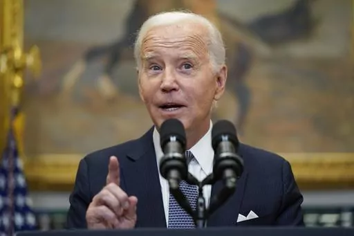 President Joe Biden speaks in the Roosevelt Room of the White House, Friday, June 30, 2023, in Washington. The Biden administration is moving forward on a new student debt relief plan after the Supreme Court struck down his original initiative to provide relief to 43 million borrowers. (AP Photo/Evan Vucci)