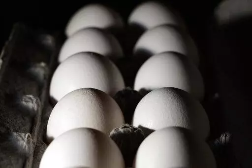 A carton of eggs are seen, Tuesday, July 12, 2022, in Marple Township, Pa. On Friday, Feb. 10, 2023, The Associated Press reported on stories circulating online incorrectly claiming a protein naturally found in egg yolks protects against COVID-19 in humans, which is why there is an egg shortage. (AP Photo/Matt Slocum, File)