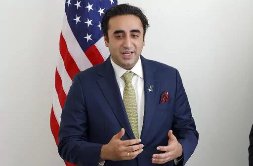 Pakistani Foreign Minister Bhutto Zardari speaks during his meeting with Secretary of State Antony Blinken at United Nations headquarters, Wednesday, May 18, 2022.  Pakistan’s new foreign minister says the United States and his country must move beyond past tensions over Afghanistan and are entering a new engagement after years of strained relations under former Prime Minister Imran Khan.  Zardari, the 33-year-old son of assassinated Prime Minister Benazir Bhutto, spoke in an interview with Th