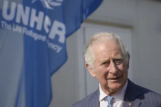 Britain's Prince Charles arrives at a center for refugees fleeing the war in neighboring Ukraine, inside the Romexpo convention center, in Bucharest, Romania, May 25, 2022. Citing unnamed sources, The Times newspaper reported late Friday June 10, 2022 that Prince Charles has criticized the government's plan to start deporting some asylum-seekers to Rwanda, calling it “appalling." (AP Photo/Vadim Ghirda, File)