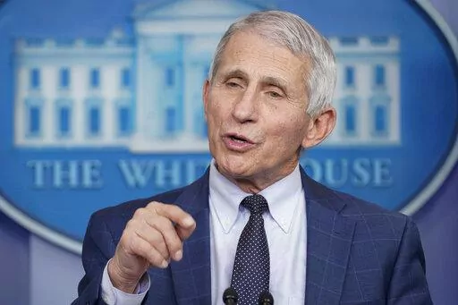 FILE - Dr. Anthony Fauci, director of the National Institute of Allergy and Infectious Diseases, speaks during the daily briefing at the White House in Washington on Dec. 1, 2021.   On Thursday, Dec. 23, The Associated Press reported on stories circulating online incorrectly claiming Fauci’s sister “Angelique Fauci” published a book on the omicron variant of the coronavirus the same week it was discovered. (AP Photo/Susan Walsh, File)