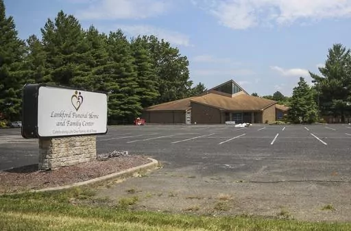 FILE -The Lankford Funeral Home and Family Center is shown in Jeffersonville, Ind., Saturday, July 2, 2022. Randy Lankford the owner of Lankford Funeral Home and Family Center, where 31 decomposing bodies and the cremains of 17 others were found pleaded guilty Friday, May 26, 2023 to more than 40 counts of felony theft. (Joseph Cooke/Courier Journal via AP, File)
