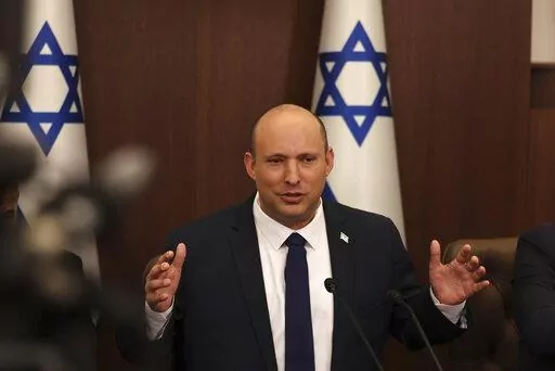 Israeli Prime Minister Naftali Bennett speaks during a weekly cabinet meeting in Jerusalem on Sunday, May 1, 2022. Bennett says he accepted an apology from Russian President Vladimir Putin for controversial remarks about the Holocaust made by Moscow’s top diplomat. But there was no mention of an apology in the Russian statement on Thursday, May 4,  call between the two leaders. (Menahem Kahana/Pool Photo via AP, File)