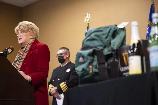 Las Vegas Mayor Carolyn Goodman speaks during a press conference discussing preparations for the upcoming Las Vegas New Year's Eve celebration, at the Las Vegas Metropolitan Police Department headquarters in Las Vegas, Wednesday, Dec. 29, 2021. (Erik Verduzco/Las Vegas Review-Journal via AP)