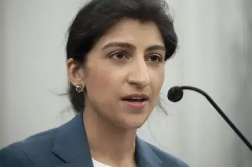 Lina Khan, the nominee for Commissioner of the Federal Trade Commission (FTC), speaks during a Senate Committee on Commerce, Science, and Transportation confirmation hearing, April 21, 2021 on Capitol Hill in Washington. U.S. antitrust enforcers are launching an inquiry into how big tech companies such as Microsoft, Amazon and Google are holding sway over artificial intelligence startups, Khan said Thursday, Jan. 25, 2024. (Saul Loeb/Pool Photo via AP, File)
