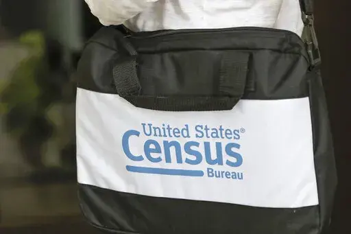 A briefcase of a census taker is seen as she knocks on the door of a residence Aug. 11, 2020, in Winter Park, Fla. The House has passed legislation on a party-line vote that aims to make it harder for future presidents to interfere in the once-a-decade headcount that determines political power and federal funding. The bill is a Democrat-led response to the Trump's administration's failed efforts to place a citizenship question on the 2020 census. (AP Photo/John Raoux, File)