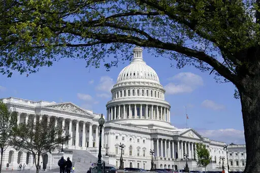 The U.S. Capitol on a sunny morning, April 27, 2022, in Washington. (AP Photo/Mariam Zuhaib, File)