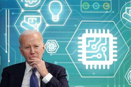 President Joe Biden attends an event to support legislation that would encourage domestic manufacturing and strengthen supply chains for computer chips in the South Court Auditorium on the White House campus, Wednesday, March 9, 2022, in Washington. (AP Photo/Patrick Semansky)