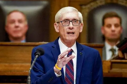 Wisconsin Gov. Tony Evers addresses a joint session of the state Legislature in the Assembly chambers during the governor's State of the State speech at the state Capitol in Madison, Wis., Feb. 15, 2022. On Thursday, Jan. 12, 2023, Wisconsin became the latest state to ban the use of TikTok on state phones and other devices, a move that comes from Evers amid a push for a federal ban and after nearly half of the states nationwide have blocked the popular app. (AP Photo/Andy Manis, File)
