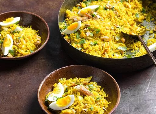 This image released by Milk Street shows a recipe for Kedgeree. (Milk Street via AP)