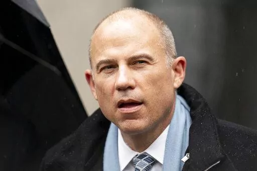 Michael Avenatti speaks to members of the media after leaving federal court on Feb. 4, 2022, in New York. Incarcerated lawyer Michael Avenatti says he plans to plead guilty to charges in a federal court case in Southern California. Avenatti didn't specify which charges he wants to plead to in a brief filing Sunday, June 12, 2022. (AP Photo/John Minchillo, File)