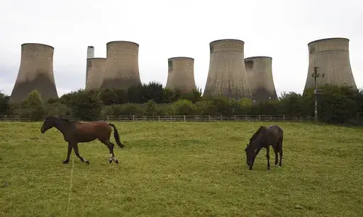 General view of Ratcliffe-on-Soar power station in Nottingham, England, Sunday, Sept. 29, 2024. The UK's last coal-fired power plant, Ratcliffe-on-Soar, will close, marking the end of coal-generated electricity in the nation that sparked the Industrial Revolution. (AP Photo/Rui Vieira)