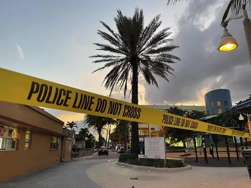 Police cordon off an area as they respond to a shooting near the Hollywood Beach Broadwalk in Hollywood, Fla., Monday evening, May 29, 2023. Recent high-profile mass shootings highlight what can be a deadly mix of teenage bravado and immaturity with growing access to high-powered guns that can kill faster and more efficiently than ever. (Mike Stocker/South Florida Sun-Sentinel via AP, File)