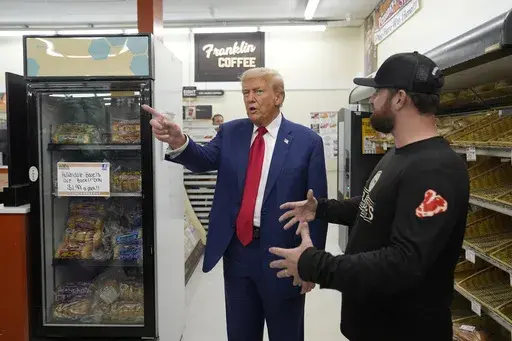Republican presidential nominee former President Donald Trump visits Sprankle's Neighborhood Market in Kittanning, Pa., Sept. 23, 2024. (AP Photo/Alex Brandon, File)