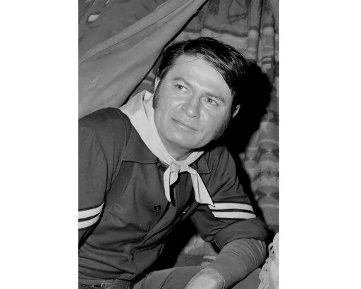 In this Dec. 2, 1966, file photo, actor Larry Storch, one of the co-stars of "F Troop", poses during the filming of an episode at the Warner Brothers studio in Los Angeles. Storch, the rubber-faced comic whose long career in theater, movies and television was capped by his role as “F Troop’s” zany Cpl. Agarn in the 1960s spoof of Western frontier shows, died Friday in New York. He was 99. (AP Photo/David F. Smith, File)