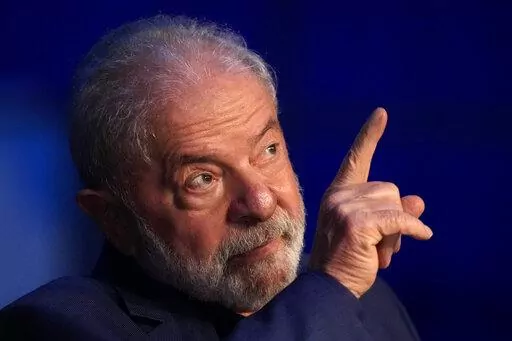 Brazilian President-elect Luiz Inacio Lula da Silva gives a press conference in Brasilia, Brazil, Tuesday, Dec. 13, 2022. Da Silva will be sworn-in on Jan. 1, 2023. (AP Photo/Eraldo Peres)