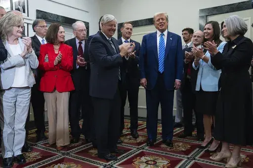 Republican presidential candidate former President Donald Trump arrives to speak with reporters at the National Republican Senatorial Committee, Thursday, June 13, 2024, in Washington. After the 2020 election, many Republican senators distanced themselves from Donald Trump. Many were certain his political future was over. But it wasn't. The former president is now the party's presumptive nominee to challenge President Joe Biden. (AP Photo/Evan Vucci)