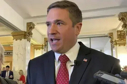 Republican Missouri Attorney General Andrew Bailey speaks to reporters after taking the oath of office in Jefferson City, Mo., Jan. 3, 2023. A Kansas City Council committee will consider a resolution on Wednesday, May 10, 2023, that would designate the city as a sanctuary for people seeking or providing gender-affirming care, even as the state's attorney general is proposing a new restrictions on the procedures for adults and children. (AP Photo/David A. Lieb, File)